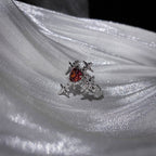 Red Zirconia Heart Cross Ring