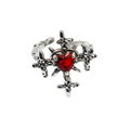 Red Zirconia Heart Cross Ring
