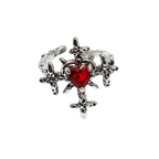 Red Zirconia Heart Cross Ring